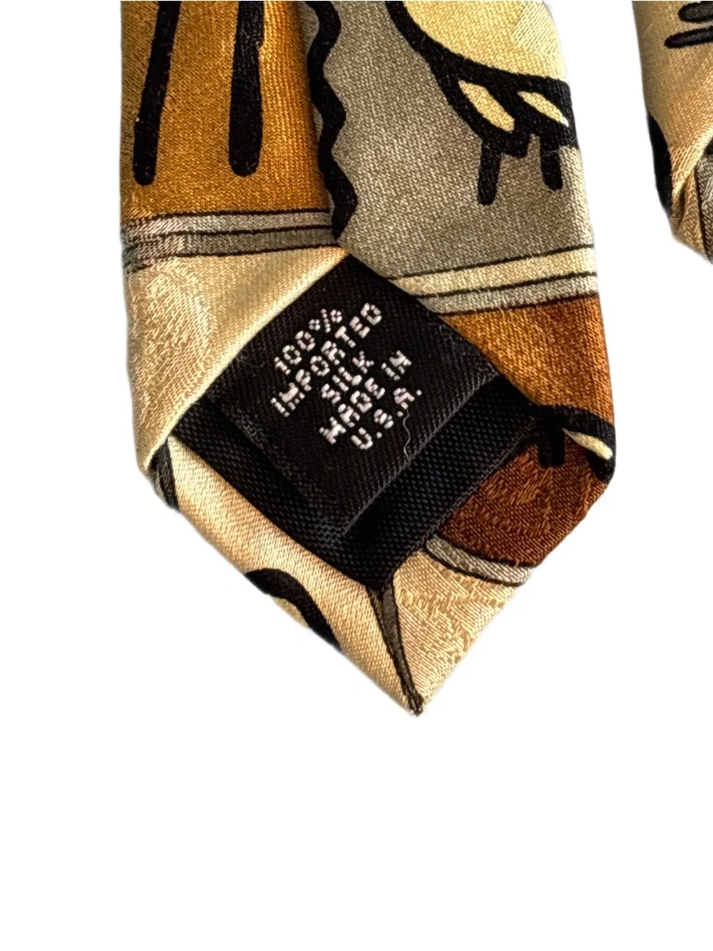 GRATEFUL DEAD Tie in Gold/Browns Skeleton Guitarist- Egypt ‘78 2nd Set 100% Silk